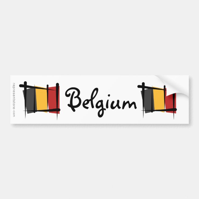 Belgium Brush Flag Bumper Sticker (Front)