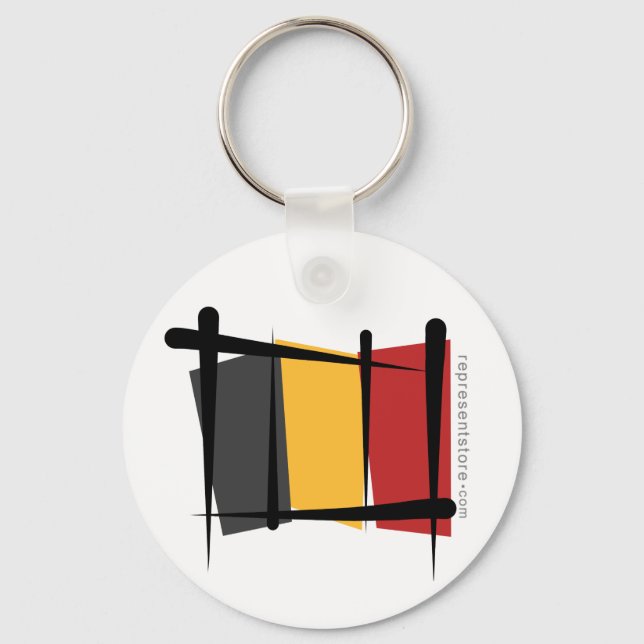 Belgium Brush Flag Key Ring (Front)