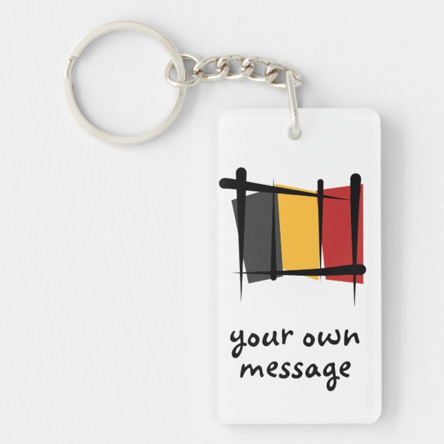 Belgium Brush Flag Key Ring (Front)