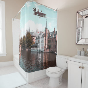 Belgium Brussels Canal Shower Curtain