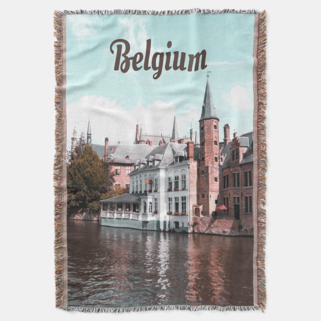 Belgium Brussels Canal Throw Blanket (Front Vertical)