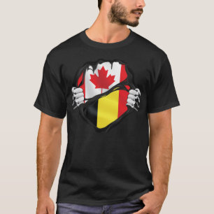 Belgium Canadian Hands Ripped Roots Flag T-Shirt