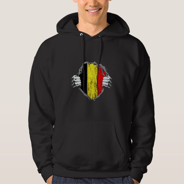 Belgium Chest Belgian Flag Belgique Pride Hoodie (Front)