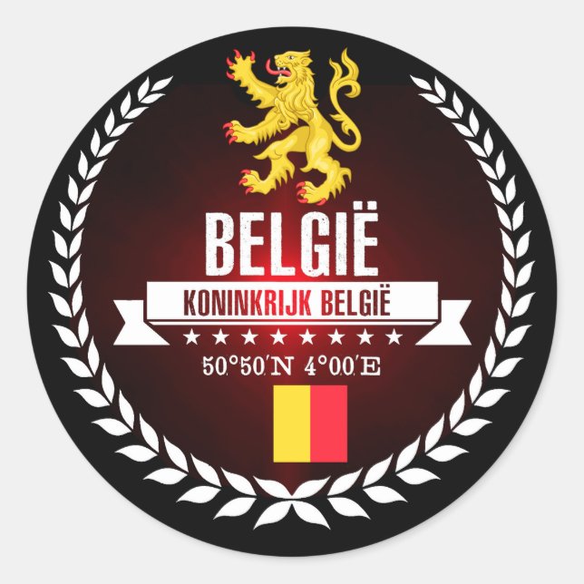 Belgium Classic Round Sticker (Front)