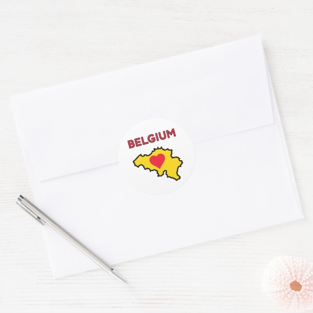Belgium Classic Round Sticker (Envelope)