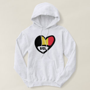 Belgium Country Code Flag Heart BEL Hoodie