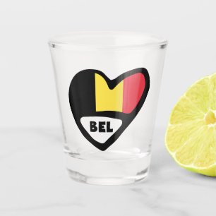 Belgium Country Code Flag Heart BEL Shot Glass