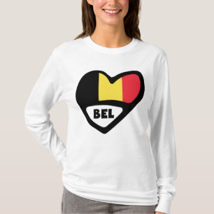 Belgium Country Code Flag Heart BEL T-Shirt