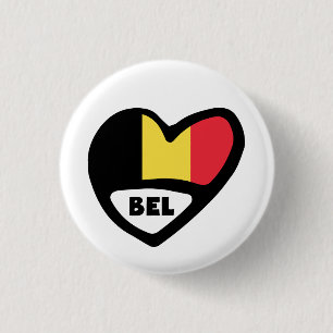 Belgium Country Code Flag Heart Pin Badge, BEL