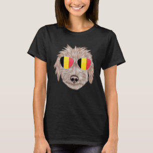 Belgium Flag Bedlington Terrier Dog Belgium Pocket T-Shirt