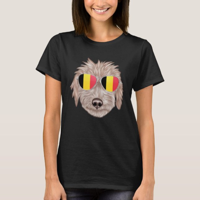 Belgium Flag Bedlington Terrier Dog Belgium Pocket T-Shirt (Front)