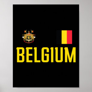 Belgium Flag Belgie Football Soccer Fan Men Women Poster