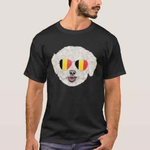Belgium Flag Bichons Frise Dog Belgium Pocket T-Shirt