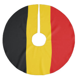 Belgium flag brushed polyester tree skirt