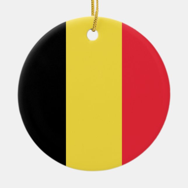 Belgium Flag Ceramic Tree Decoration (Front)