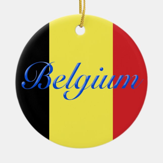 Belgium flag ceramic tree decoration (Front)