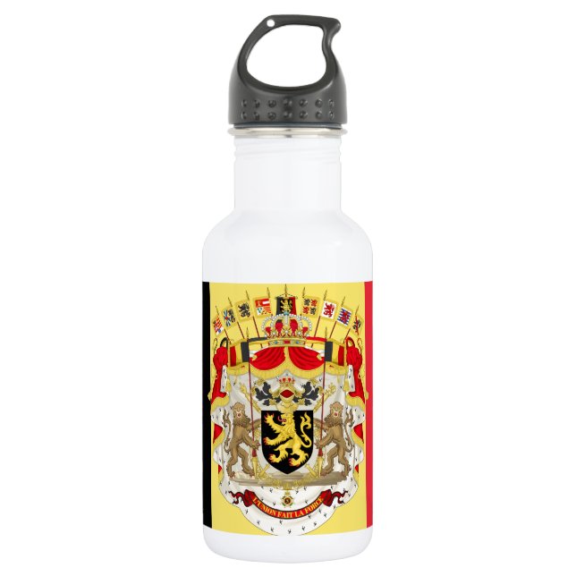 Belgium Flag & COA 532 Ml Water Bottle (Front)