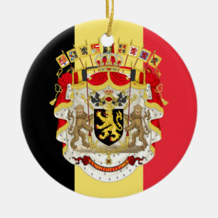 Belgium Flag & COA Ceramic Tree Decoration