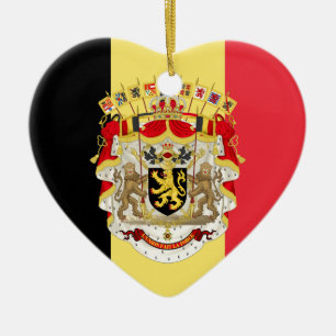 Belgium Flag & COA Ceramic Tree Decoration