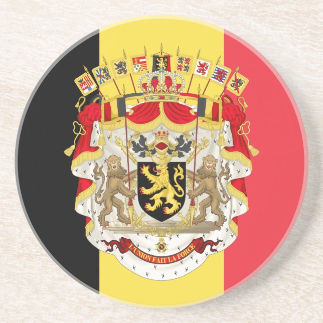 Belgium Flag & COA Coaster (Front)
