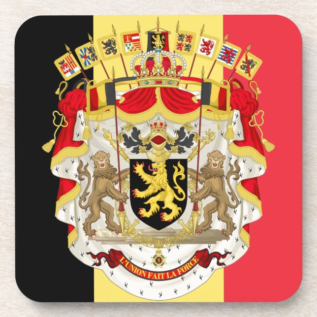 Belgium Flag & COA Coaster (Front)