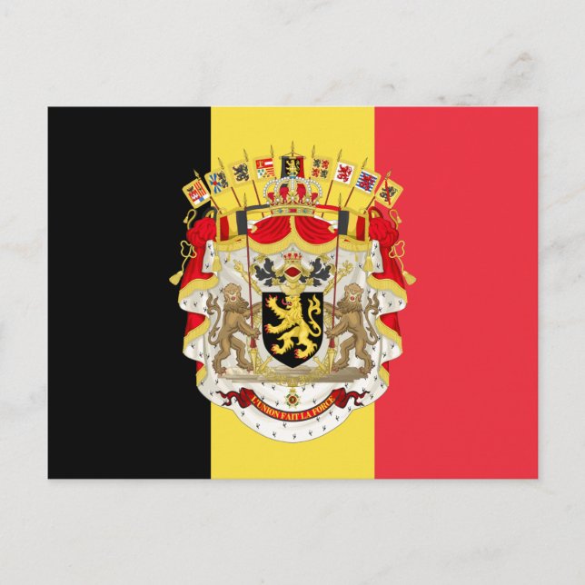 Belgium Flag & COA Postcard (Front)