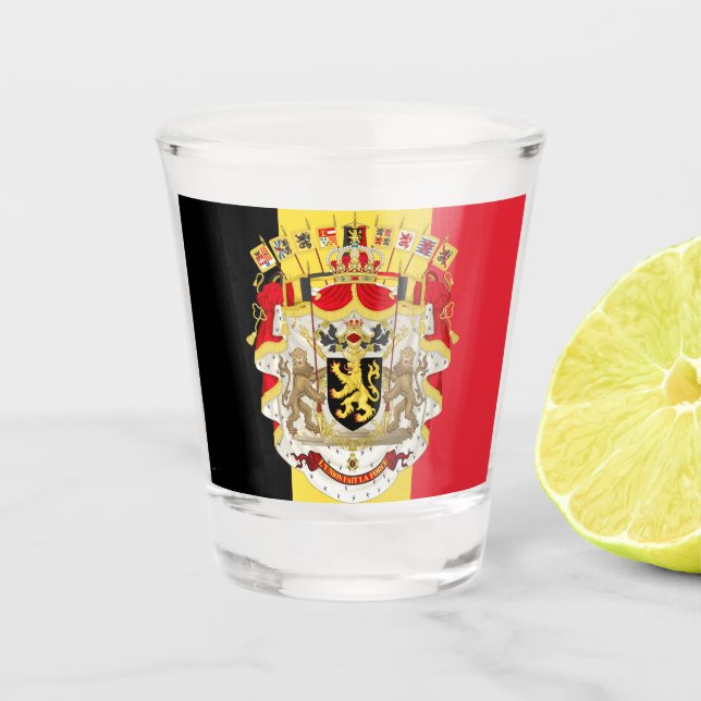 Belgium Flag & COA Shot Glass (Front)