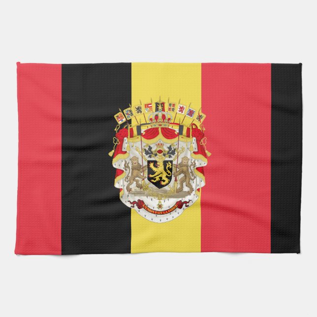 Belgium Flag & COA Tea Towel (Horizontal)
