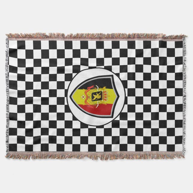 Belgium flag-coat arms throw blanket (Front)