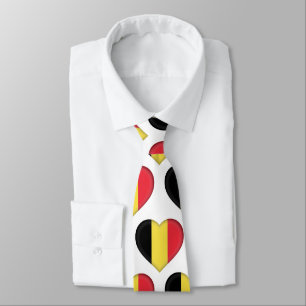 Belgium Flag Colours Heart Pattern Neck Tie
