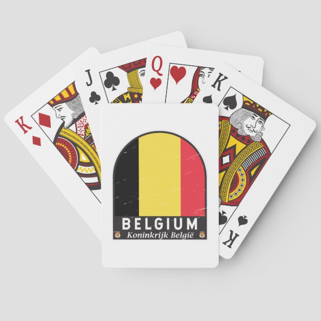 Belgium Flag Emblem Distressed Vintage Playing Cards (Back)