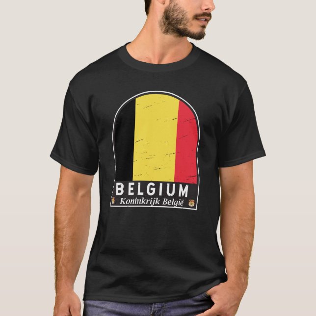 Belgium Flag Emblem Distressed Vintage T-Shirt (Front)