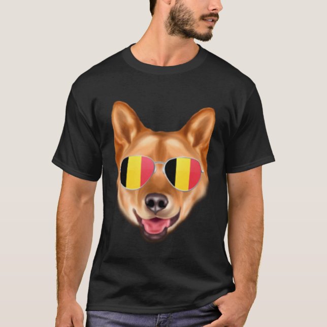 Belgium Flag Finnish Spitz Dog Belgium Pocket T-Shirt (Front)