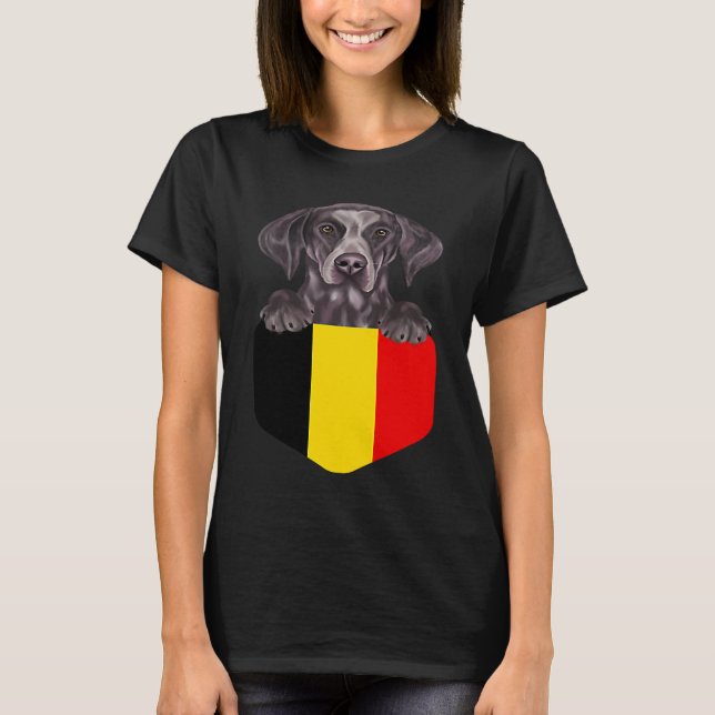 Belgium Flag German Shorthaired Pointer Dog In Poc T-Shirt (Front)