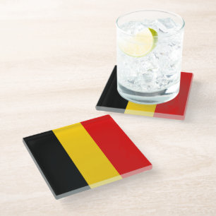 Belgium flag glass coaster