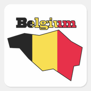 Belgium Flag in Map Square Sticker