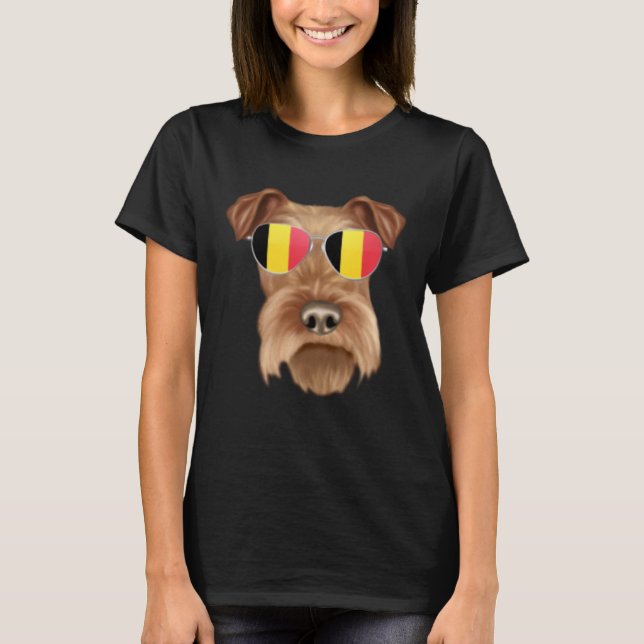 Belgium Flag Irish Terrier Dog Belgium Pocket T-Shirt (Front)