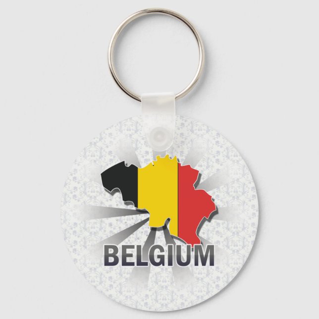 Belgium Flag Map 2.0 Key Ring (Front)