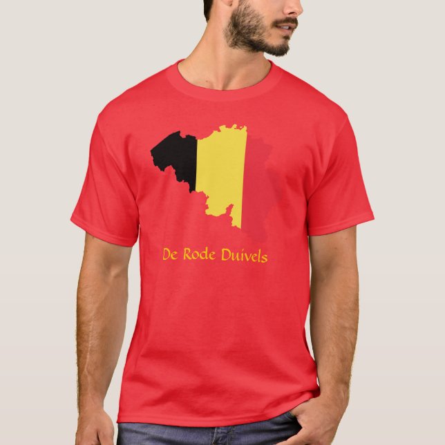 Belgium Flag Map De Rode Duivels T-Shirt (Front)
