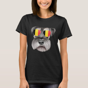 Belgium Flag Miniature Schnauzer Dog Belgium Pocke T-Shirt