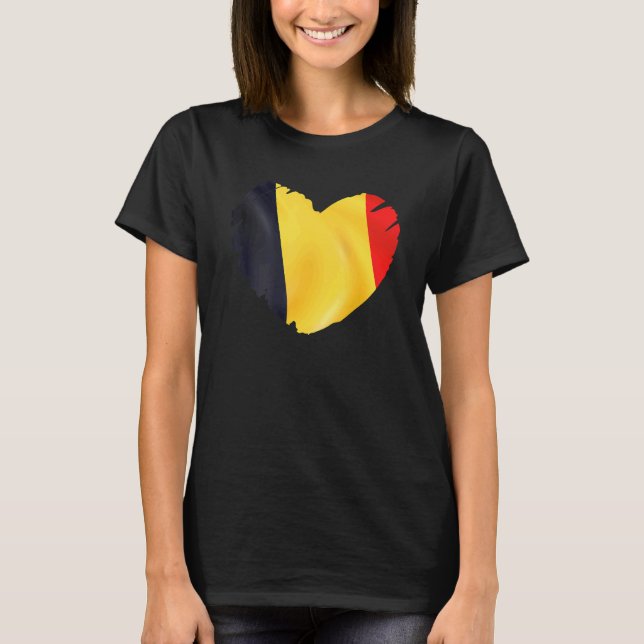 Belgium Flag On Shape Of Heart Belgium   T-Shirt (Front)
