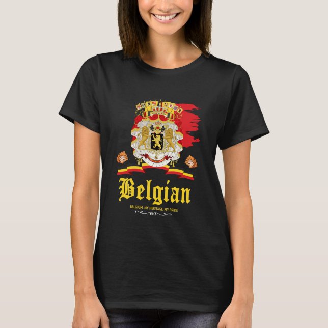 Belgium Flag Outfit Idea For Women & Novelty Belgi T-Shirt (Front)
