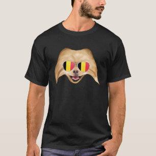 Belgium Flag Pomeranian Dog Belgium Pocket T-Shirt