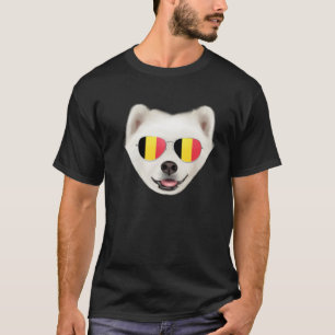 Belgium Flag Samoyed Dog Belgium Pocket T-Shirt