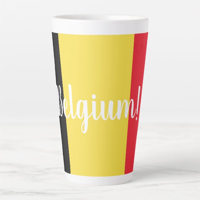 Belgium Flag & Text Latte Mug (Front)