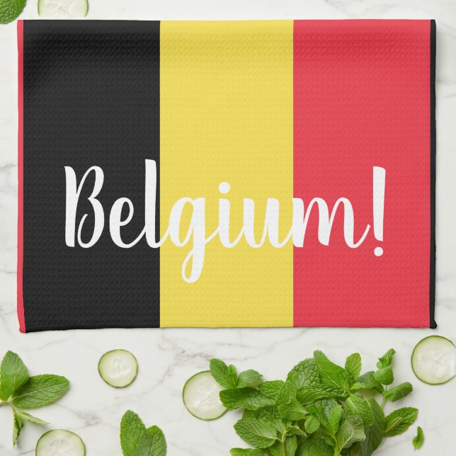 Belgium Flag & Text   Tea Towel (Folded)