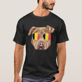 Belgium Flag Usa Staffordshire Terrier Dog Belgium T-Shirt