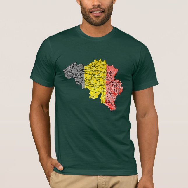 Belgium Flagcolor Map T-Shirt (Front)