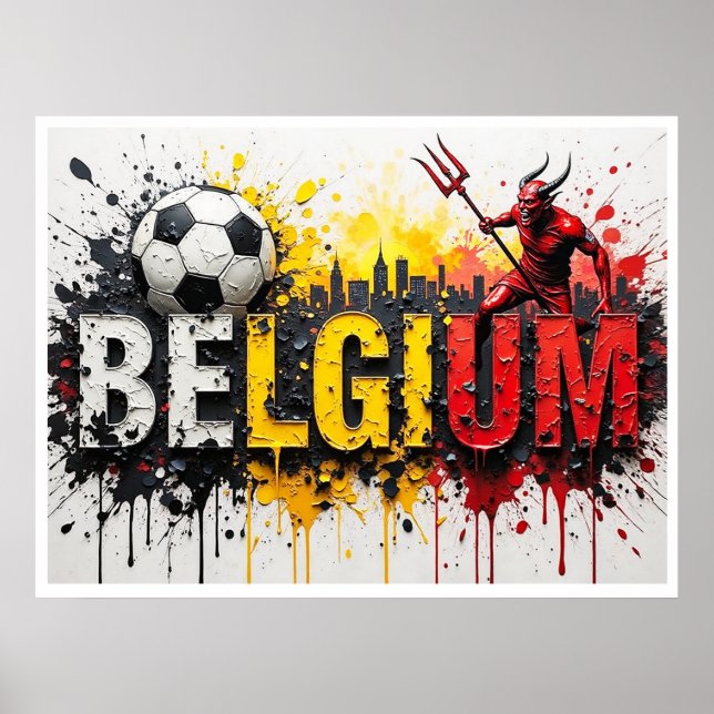 Belgium Football Citiscape Oil Painting Style Art Poster (Front)