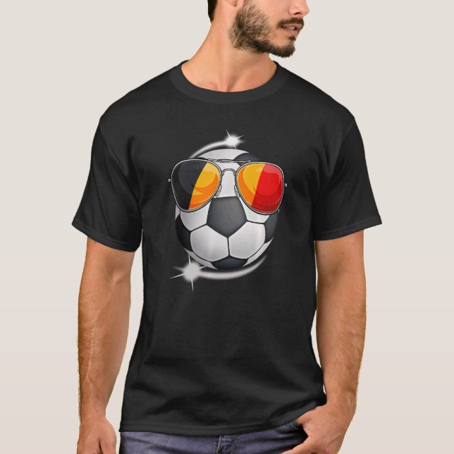 Belgium Football Fan Sunglass Soccer Belgian T-Shirt (Front)